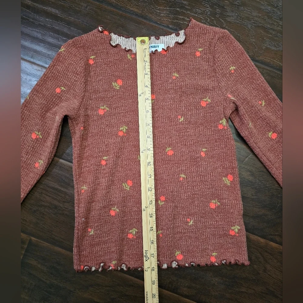 Old Navy Girls Lettuce Trim Floral Long Sleeve Casual Top Large